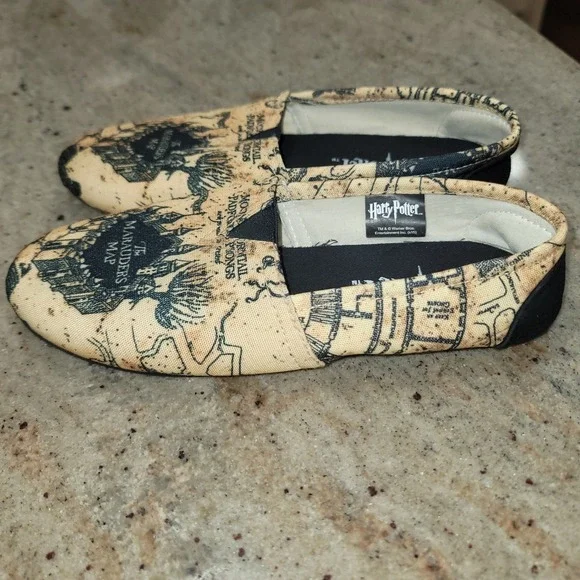 Harry Potter Marauder's Map Slip On Flats Women Size Small 6/7 Balletcore Wizard - Picture 4 of 8